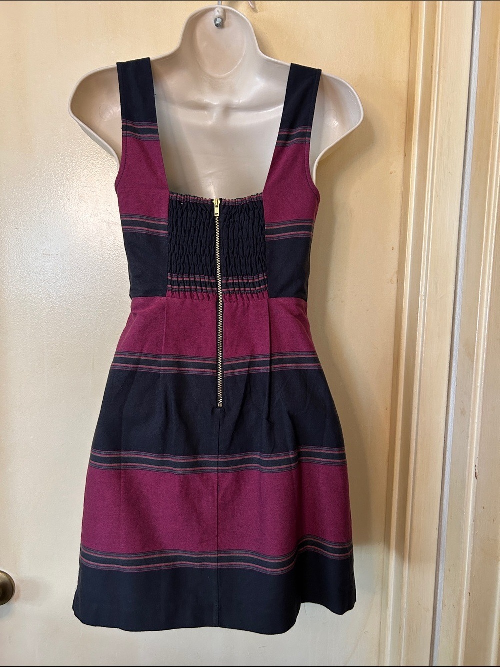 Staring at Stars Burgundy and Black Striped Fit & Flare Mini Dress size XS NWT - Picture 6 of 11